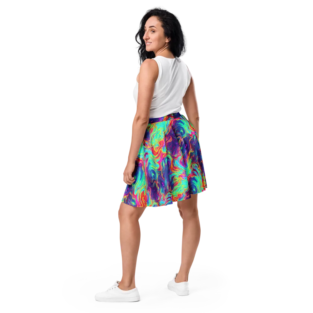 Neon Marbles on Skater Skirt — Back