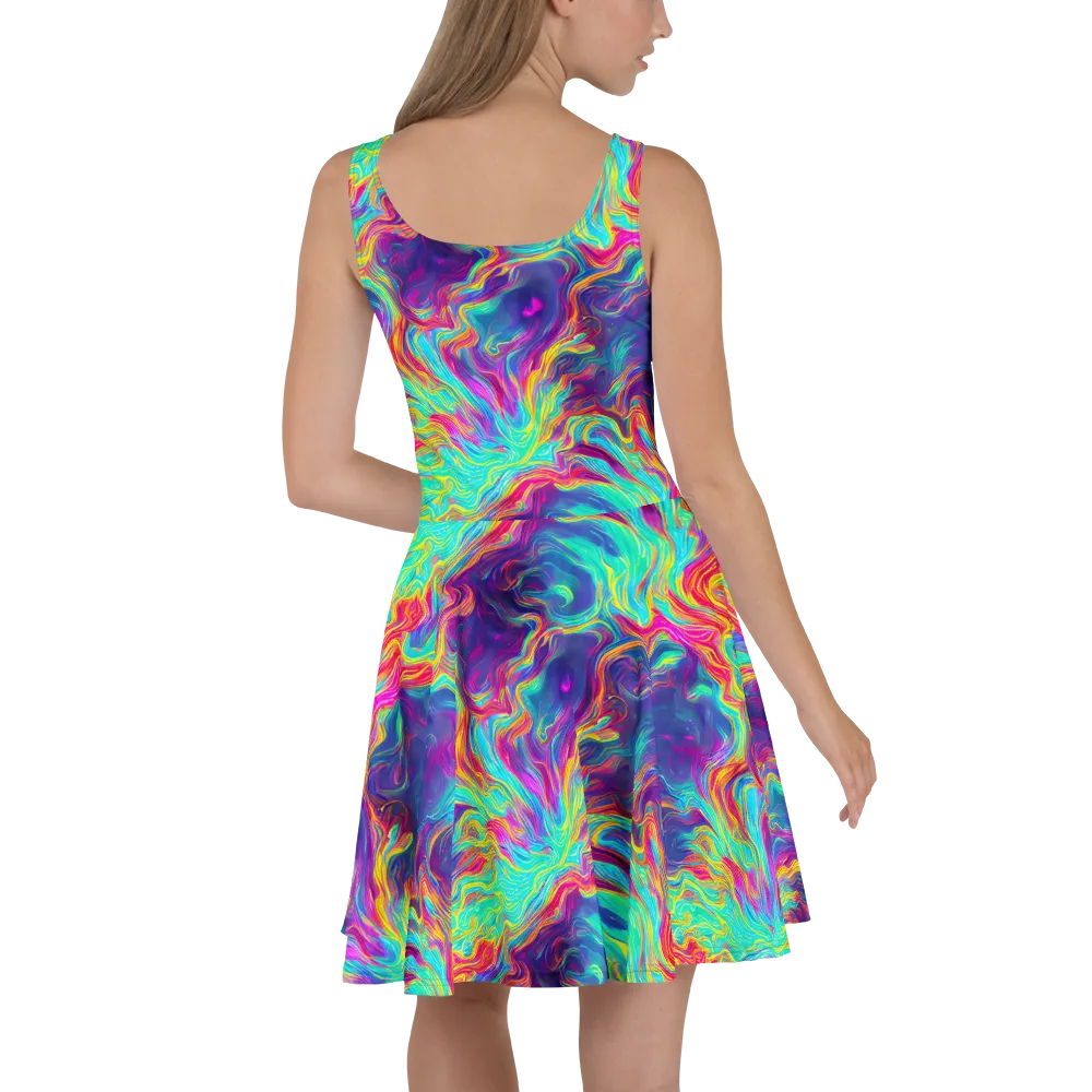 Neon Marbles on Skater Dress — Back