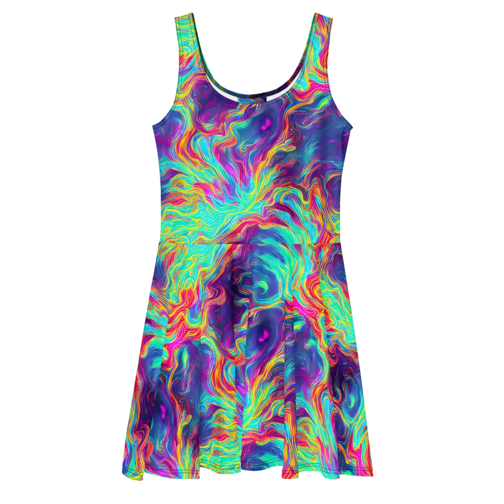 Neon Marbles on Skater Dress — Front