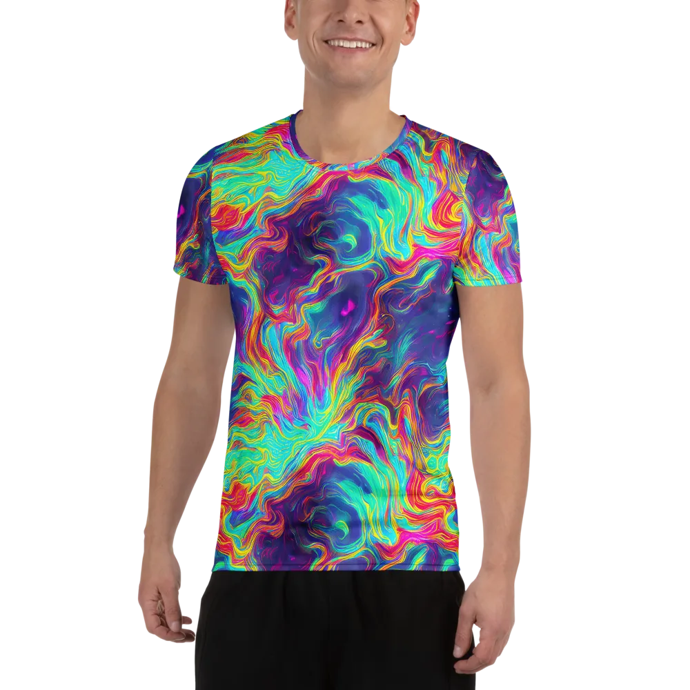 Neon Marbles on Men's Athletic T-Shirt — Front