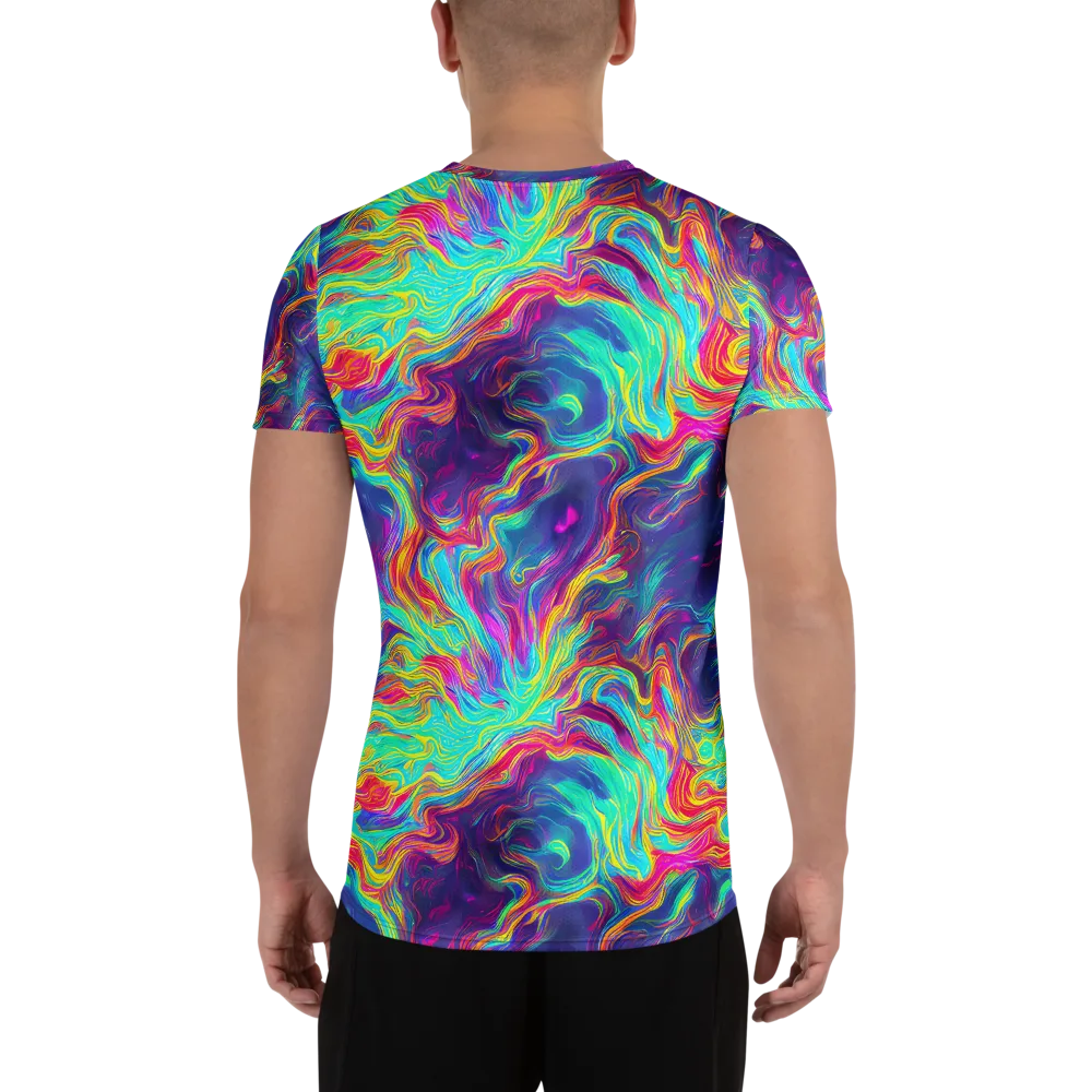 Neon Marbles on Men's Athletic T-Shirt — Back