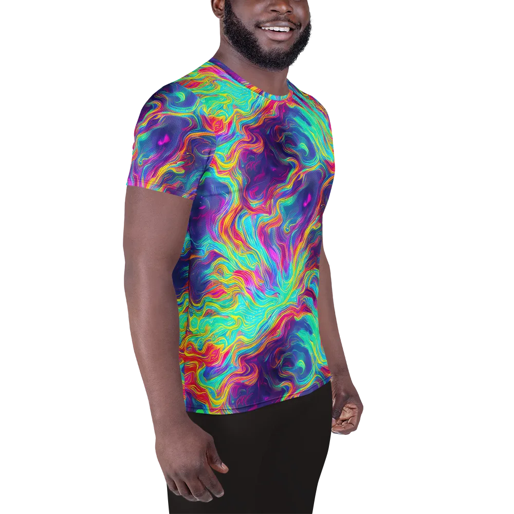 Neon Marbles on Men's Athletic T-Shirt — Right