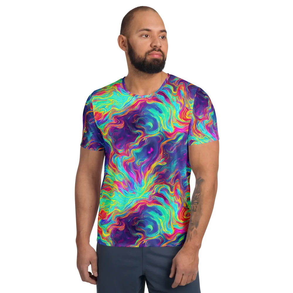 Neon Marbles on Men's Athletic T-Shirt — Front