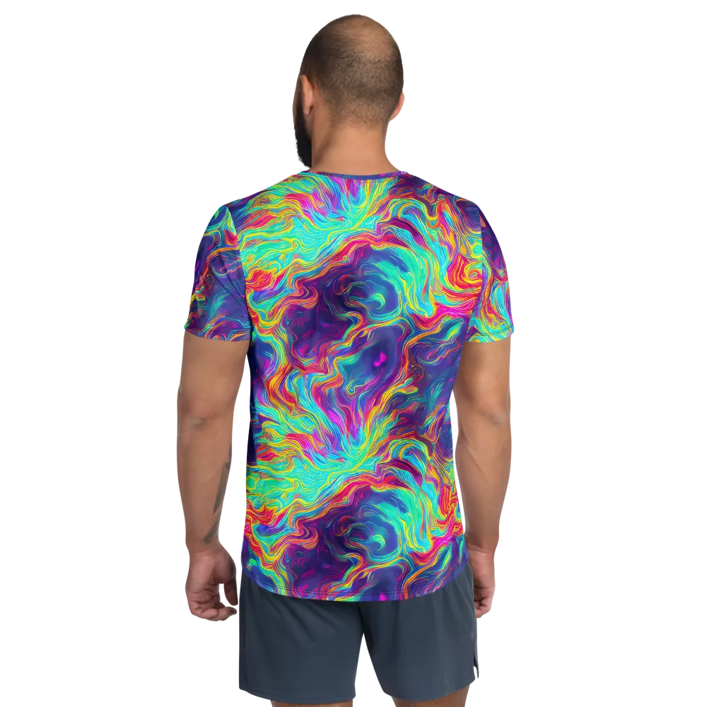 Neon Marbles on Men's Athletic T-Shirt — Back