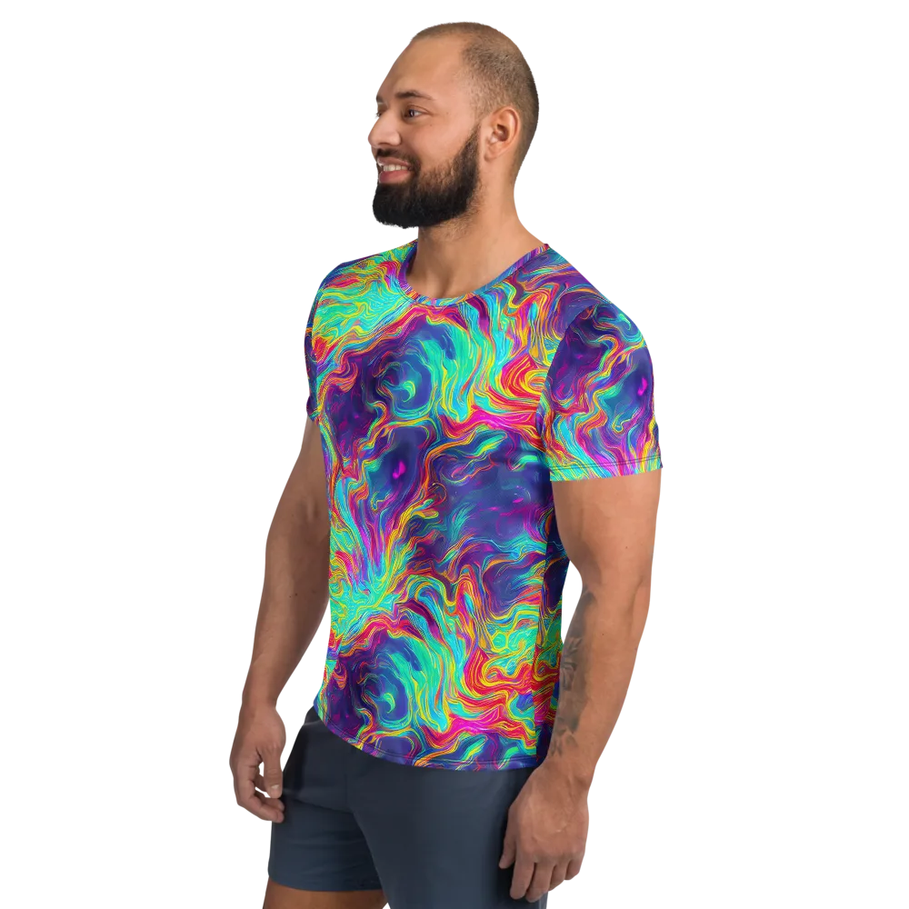 Neon Marbles on Men's Athletic T-Shirt — Left