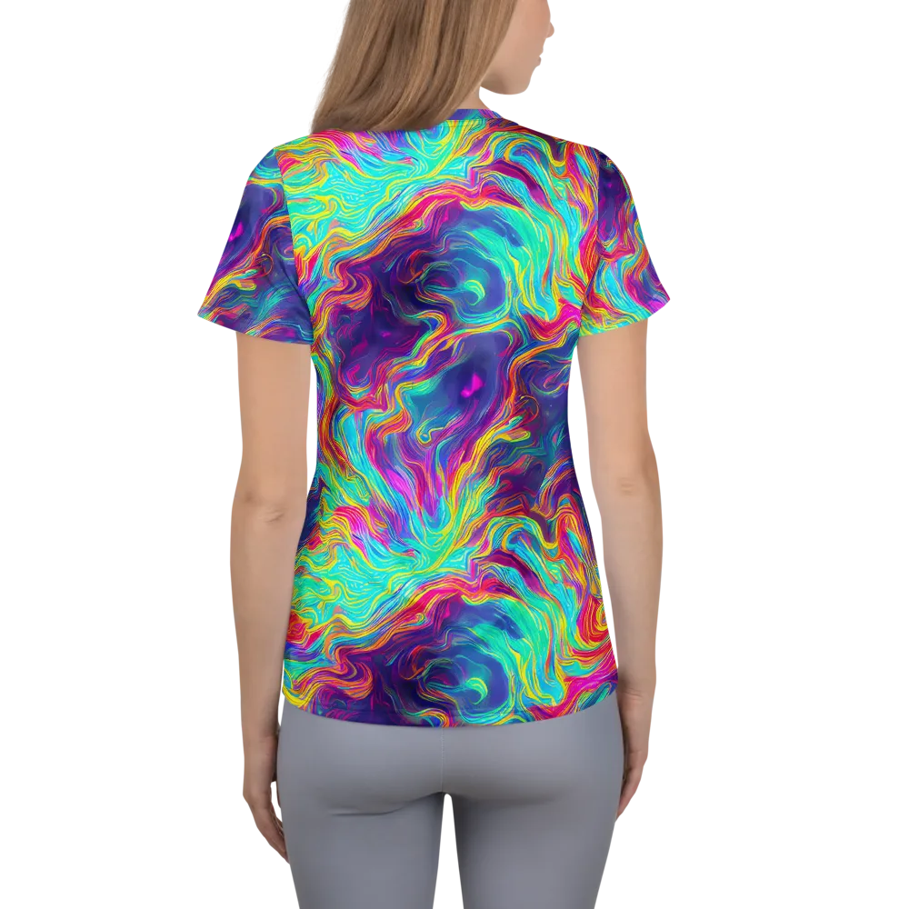 Neon Marbles on Women's Athletic T-Shirt — Back