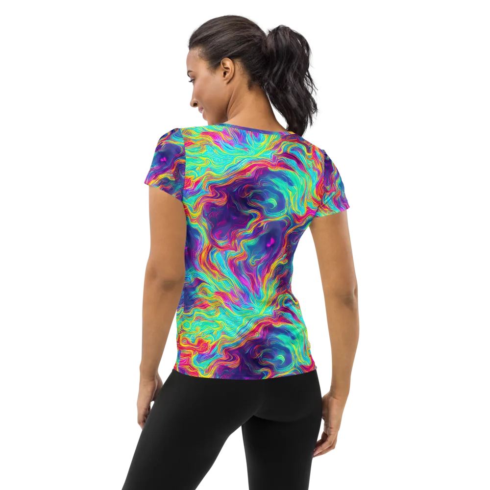 Neon Marbles on Women's Athletic T-Shirt — Back