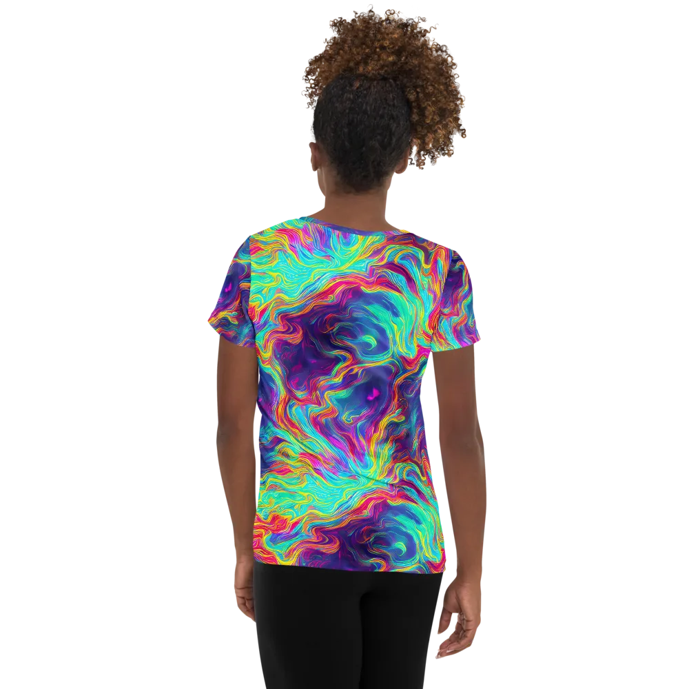 Neon Marbles on Women's Athletic T-Shirt — Back