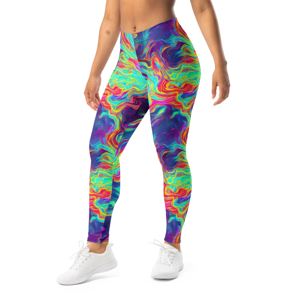 Neon Marbles on Leggings — Left Front