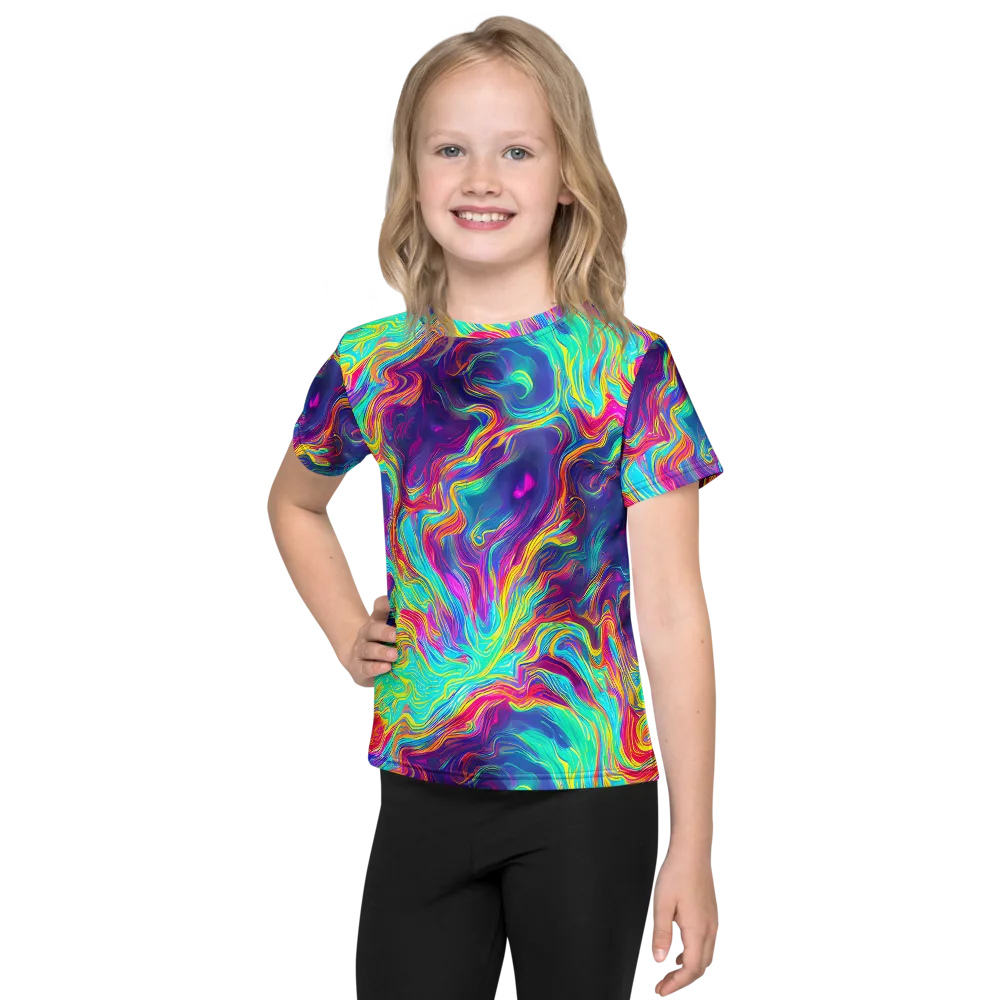 Neon Marbles on Kids Crew Neck T-Shirt — Front
