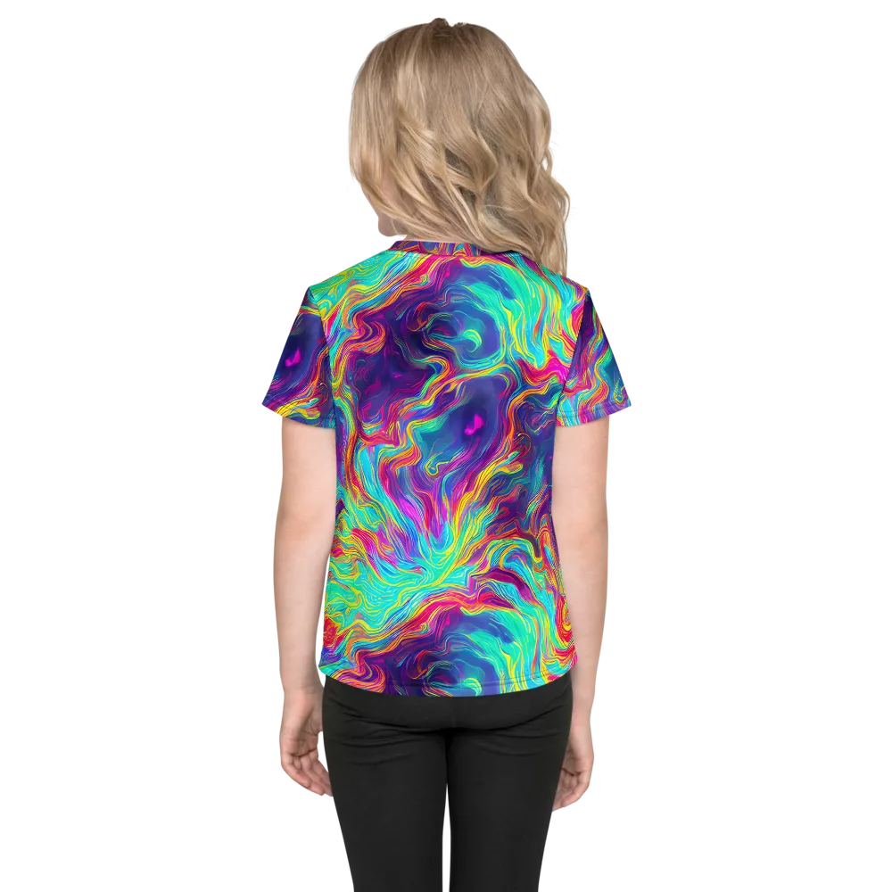 Neon Marbles on Kids Crew Neck T-Shirt — Back
