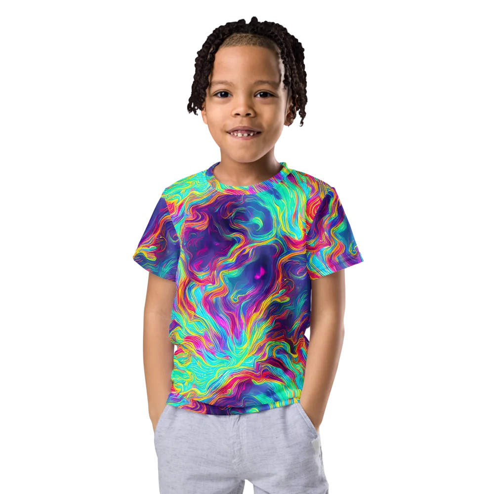 Neon Marbles on Kids Crew Neck T-Shirt — Front