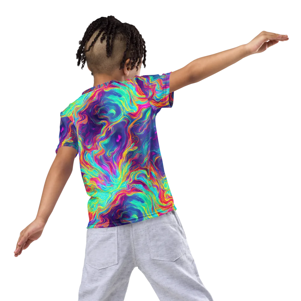 Neon Marbles on Kids Crew Neck T-Shirt — Back