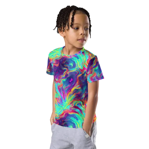 Neon Marbles on a Kids Crew Neck T-Shirt