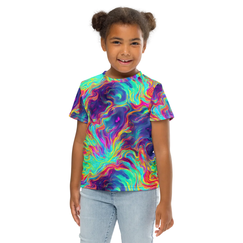 Neon Marbles on Kids Crew Neck T-Shirt — Front
