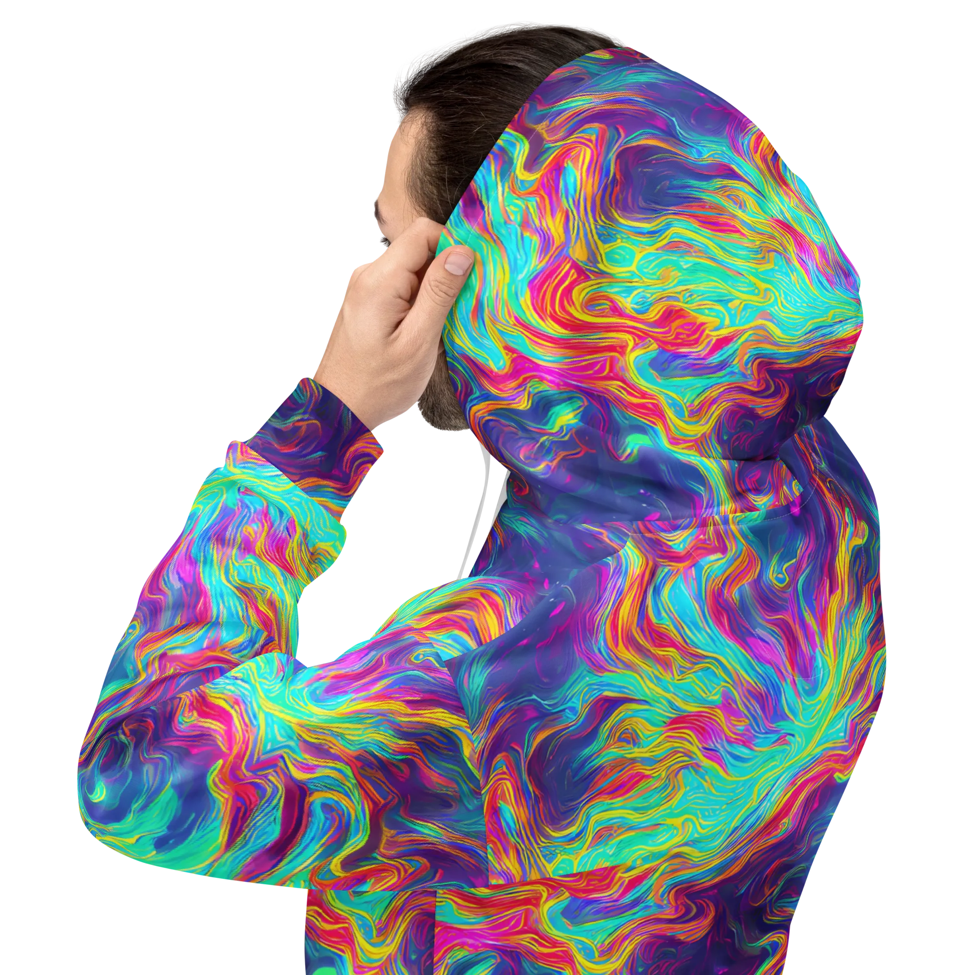 Neon Marbles on Hoodie — Back