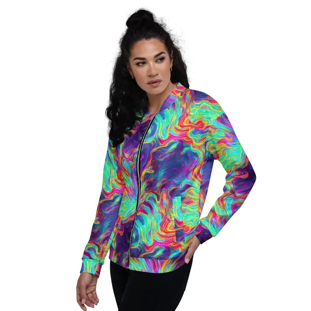 Neon Marbles on Bomber Jacket — Left