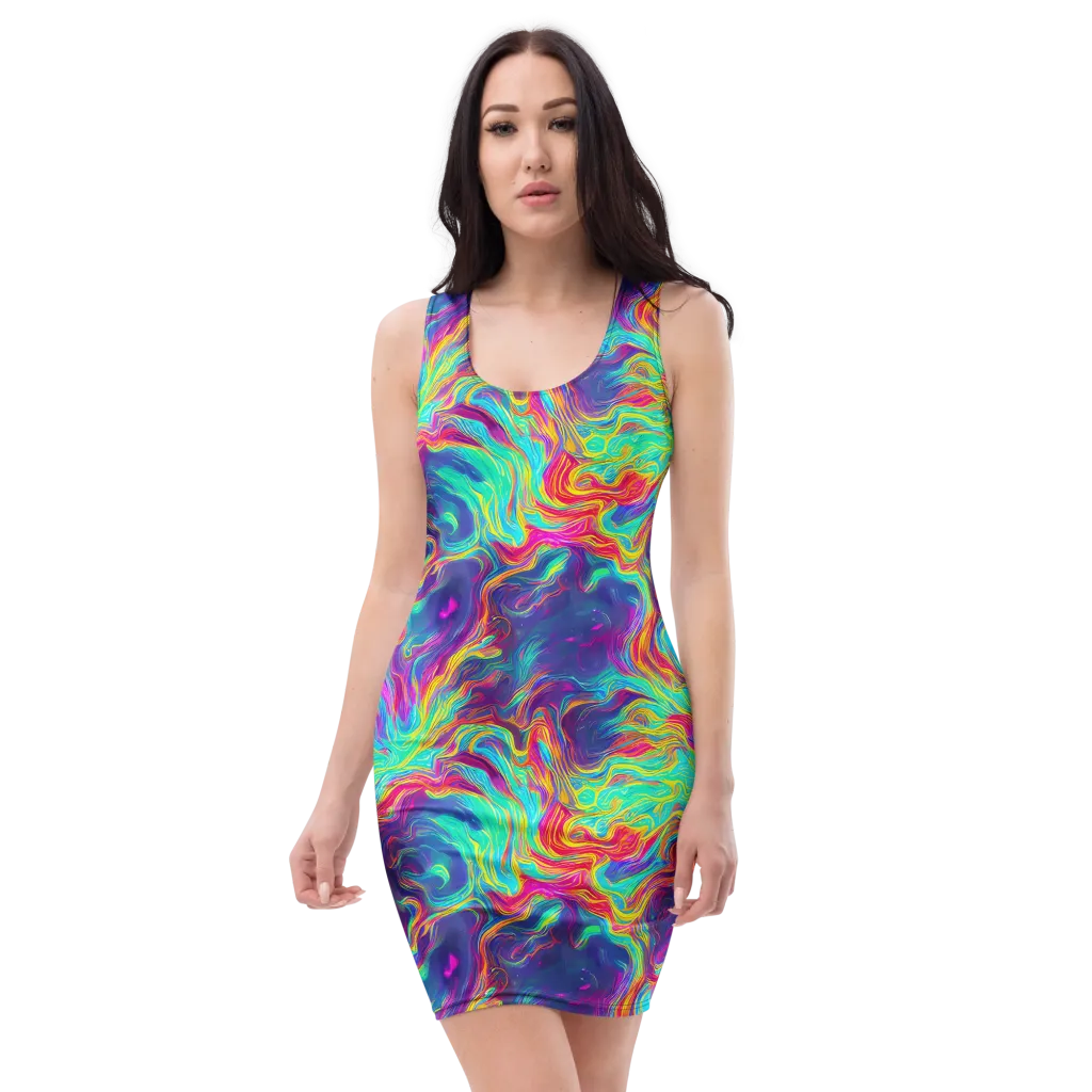 Neon Marbles on Bodycon Dress — Front