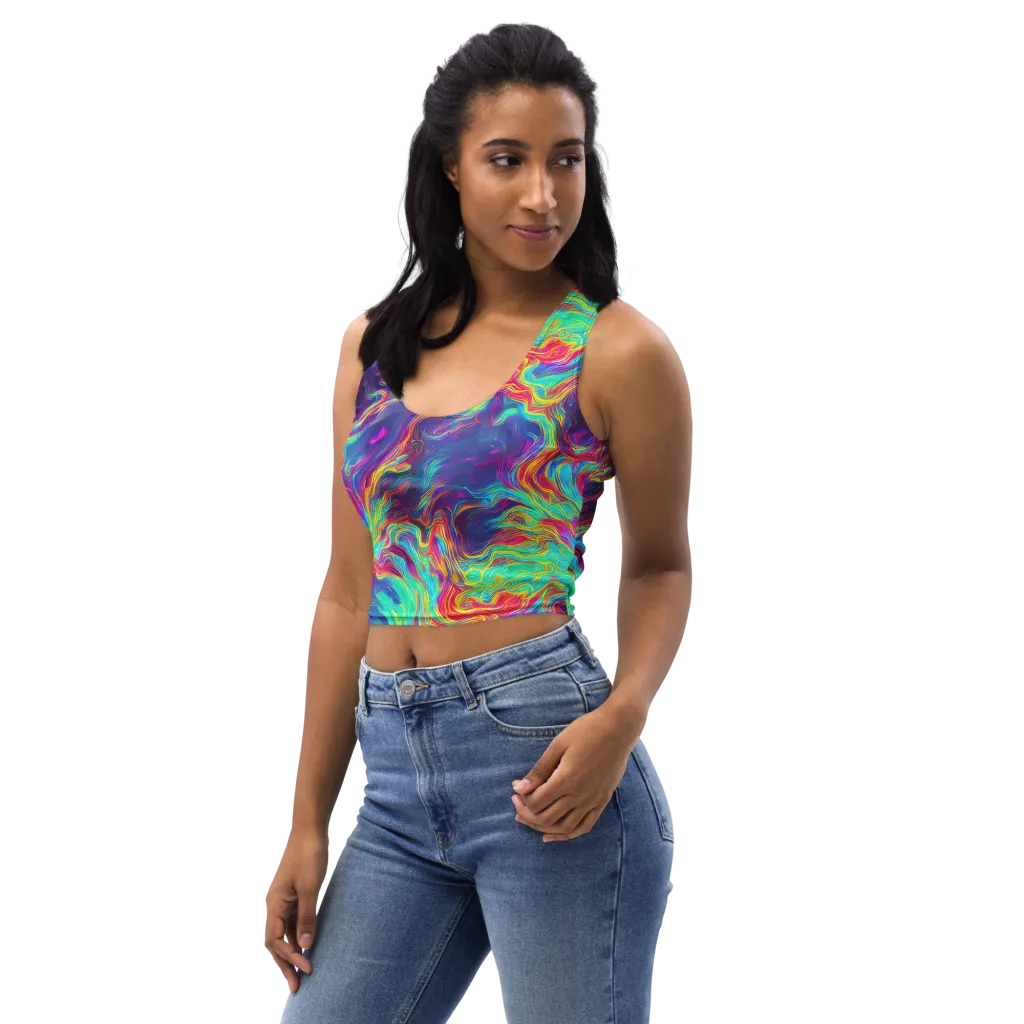 Neon Marbles on Crop Top — Left Front