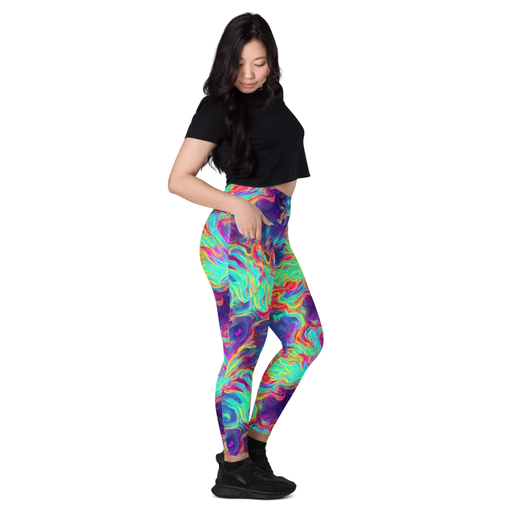 Neon Marbles on Leggings with Pockets — Right