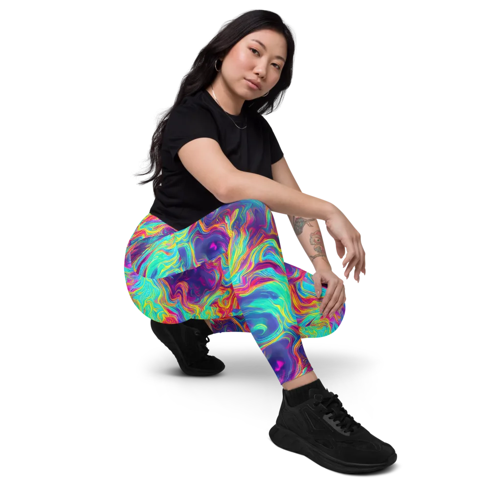 Neon Marbles on Leggings with Pockets — Right Front