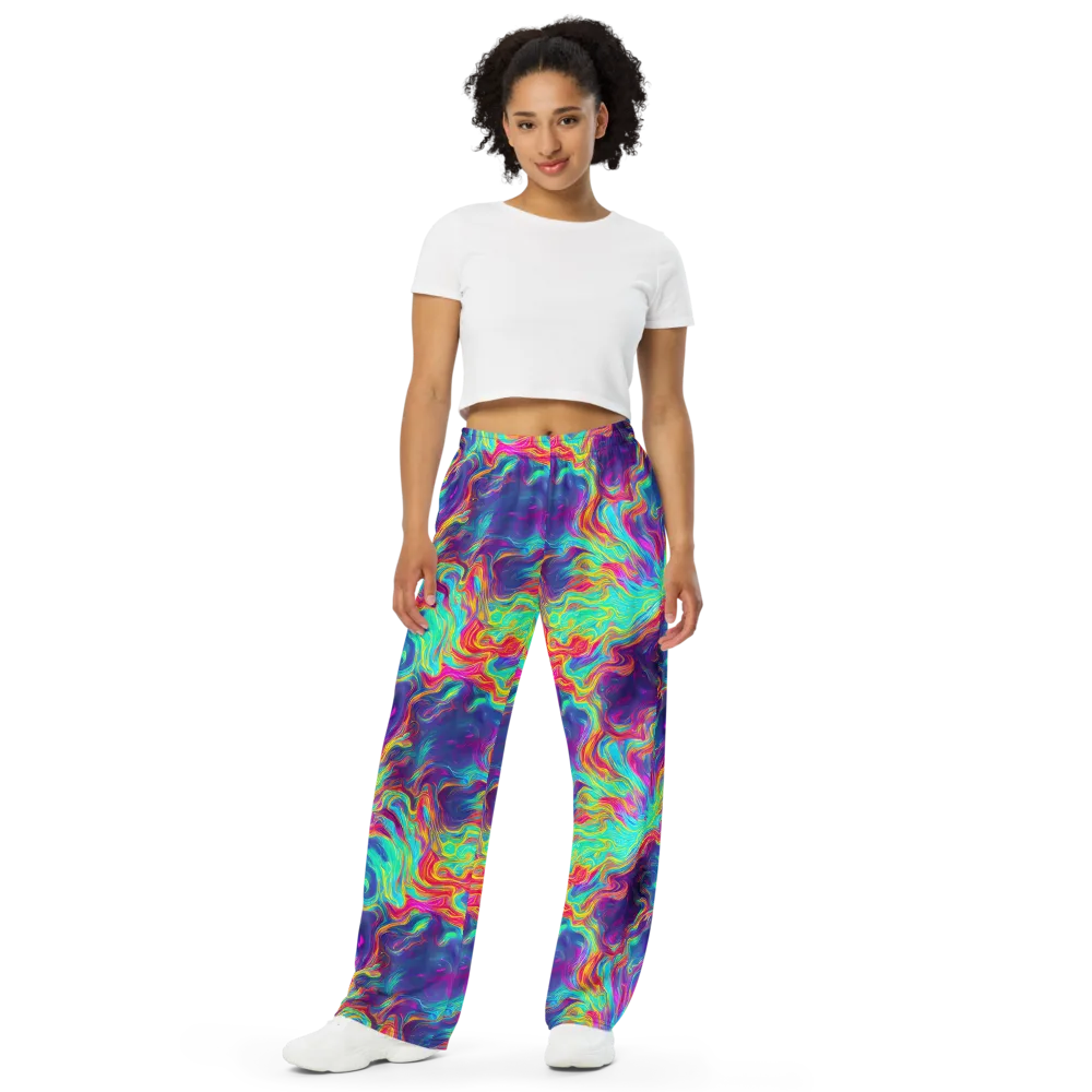 Neon Marbles on Wide-Leg Pants — Front