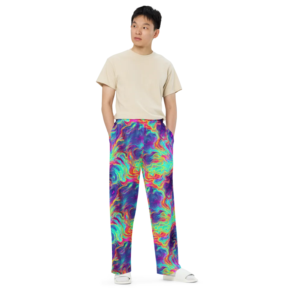 Neon Marbles on Wide-Leg Pants — Front