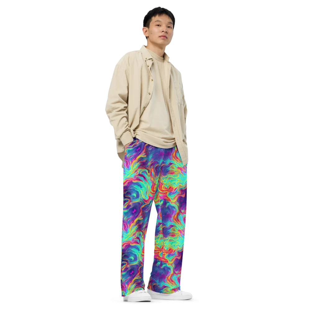 Neon Marbles on Wide-Leg Pants — Right Front