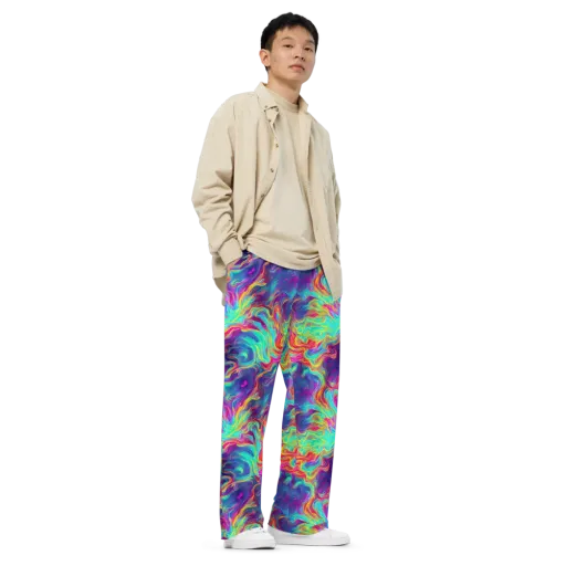 Neon Marbles on a Wide-Leg Pants
