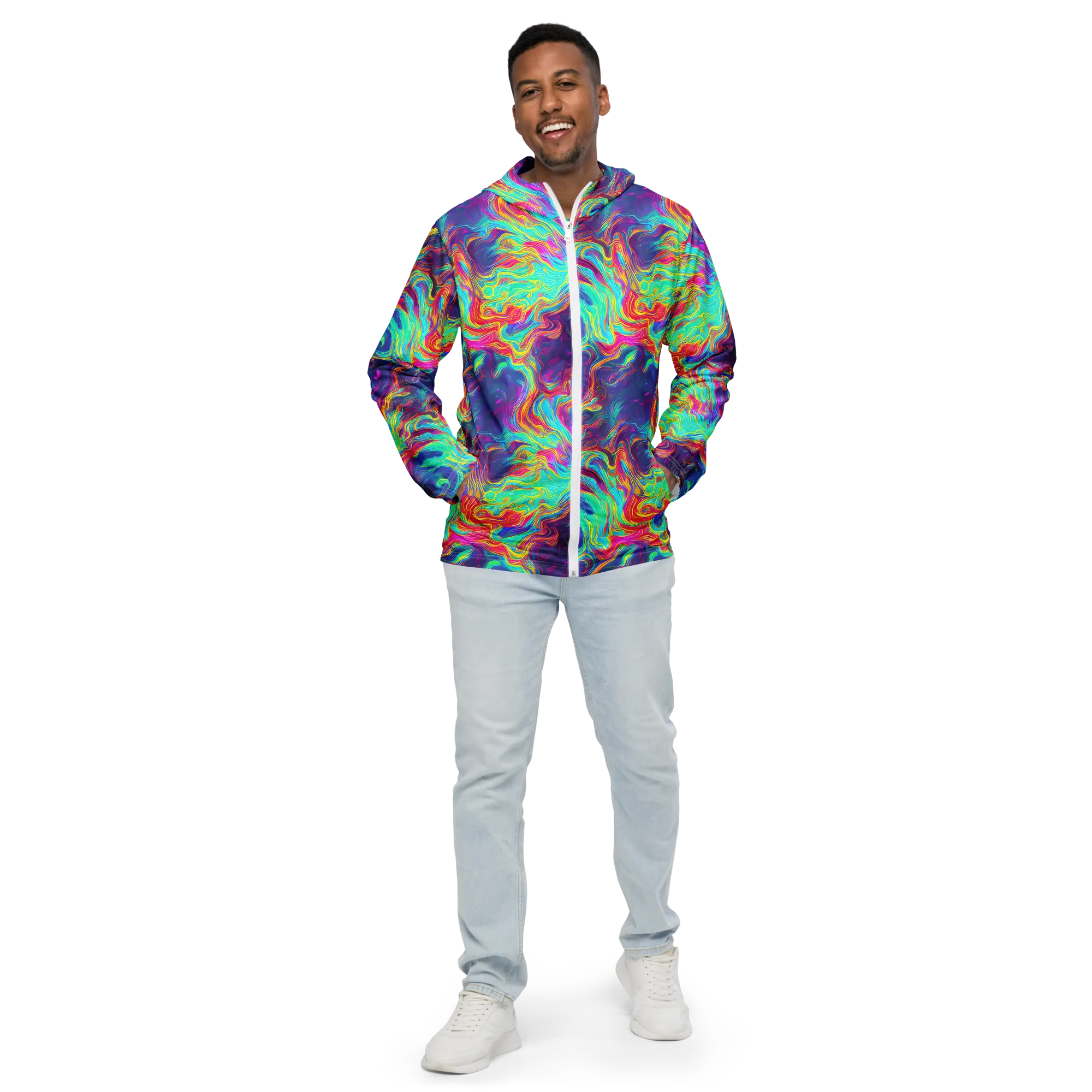 Neon Marbles on Men's Windbreaker — Front