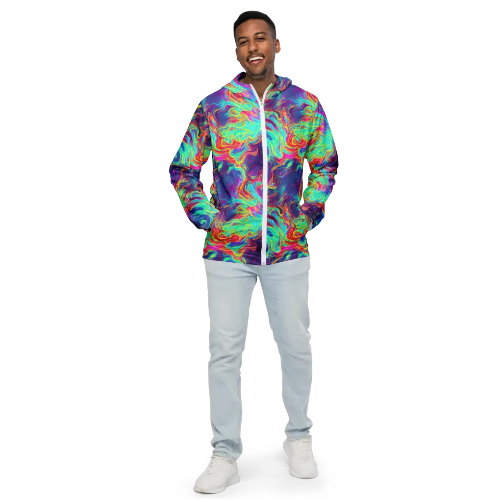 Neon Marbles on Men's Windbreaker — Front