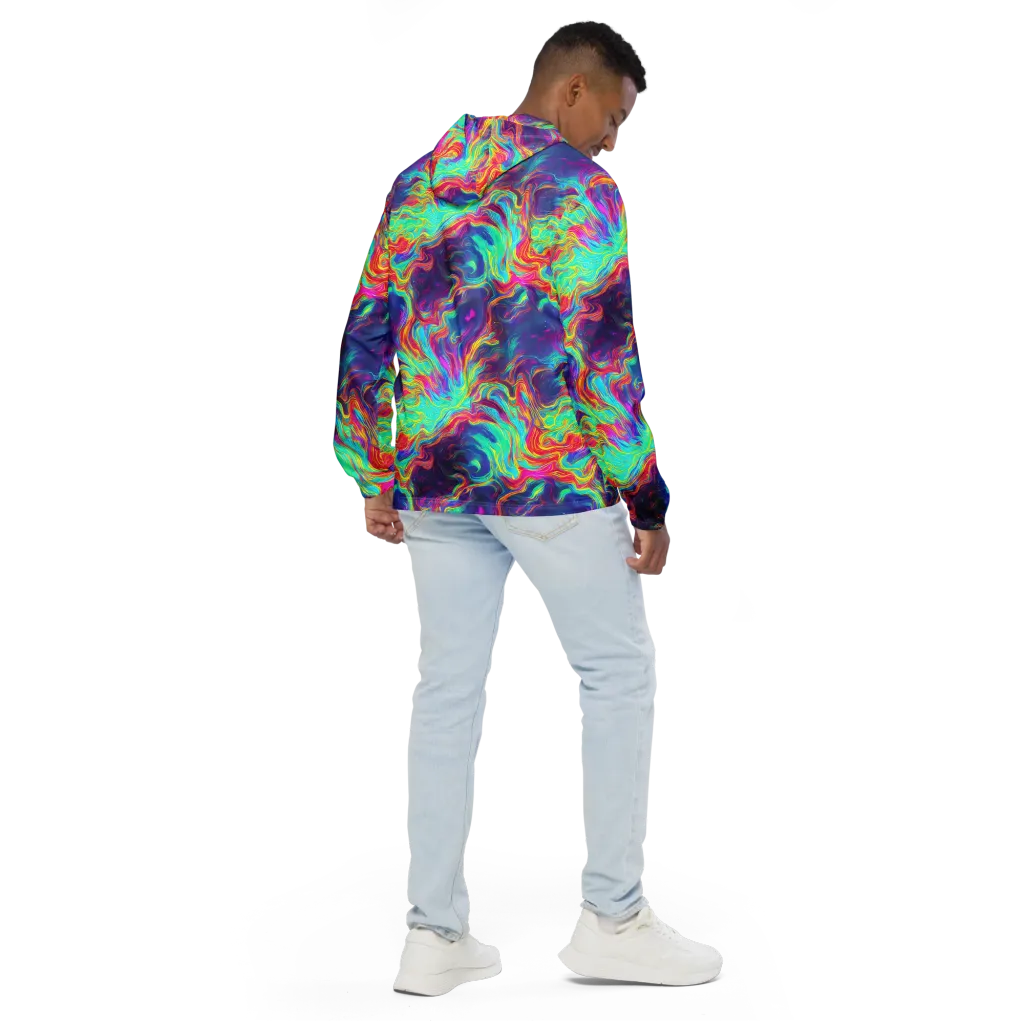 Neon Marbles on Men's Windbreaker — Back