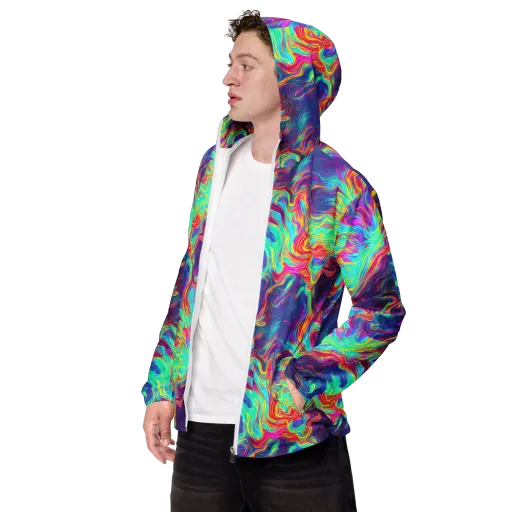 Neon Marbles on a Men's Windbreaker