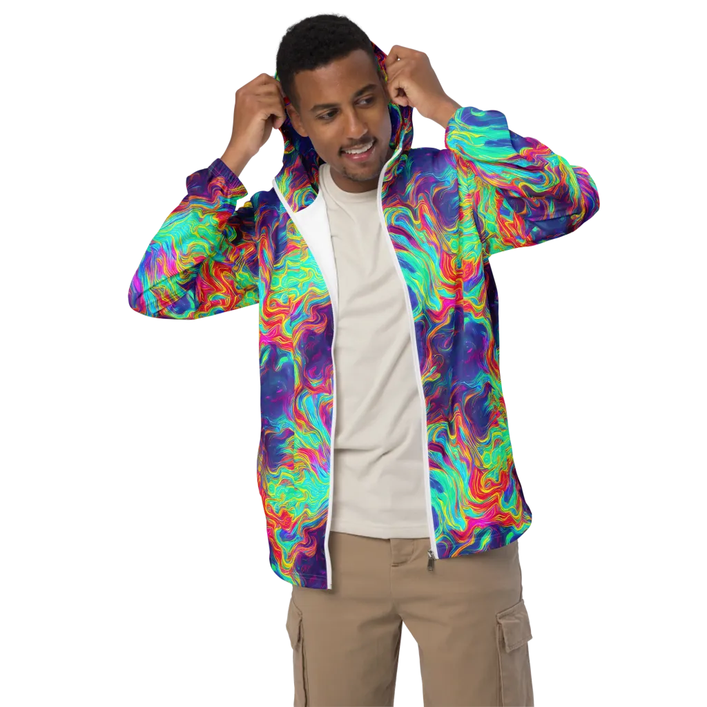 Neon Marbles on Men's Windbreaker — Front