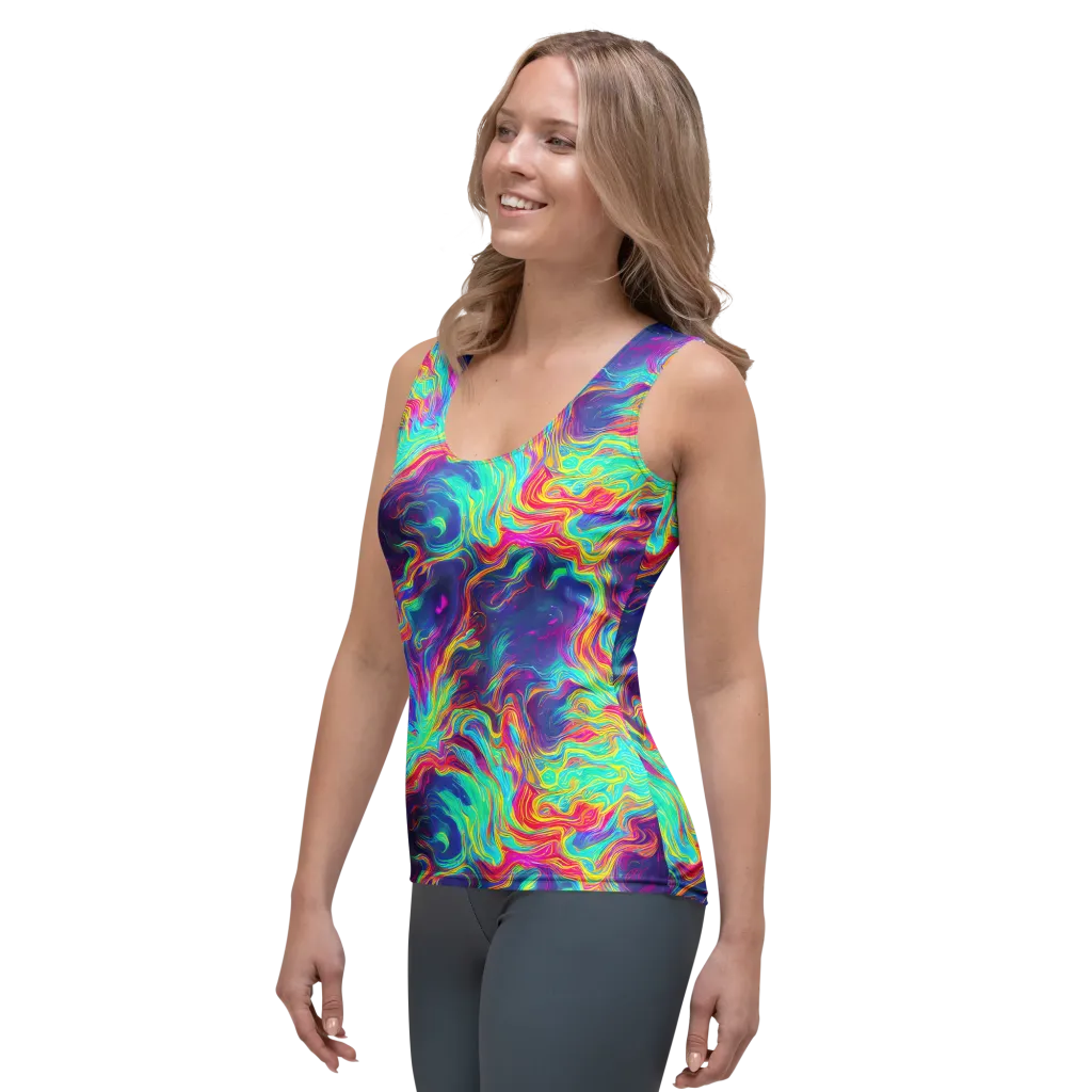 Neon Marbles on Women's Tank Top — Left Front