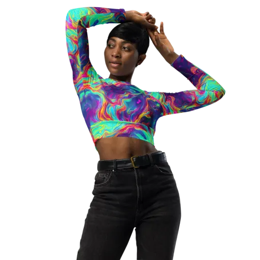 Neon Marbles on a Long Sleeve Crop Top