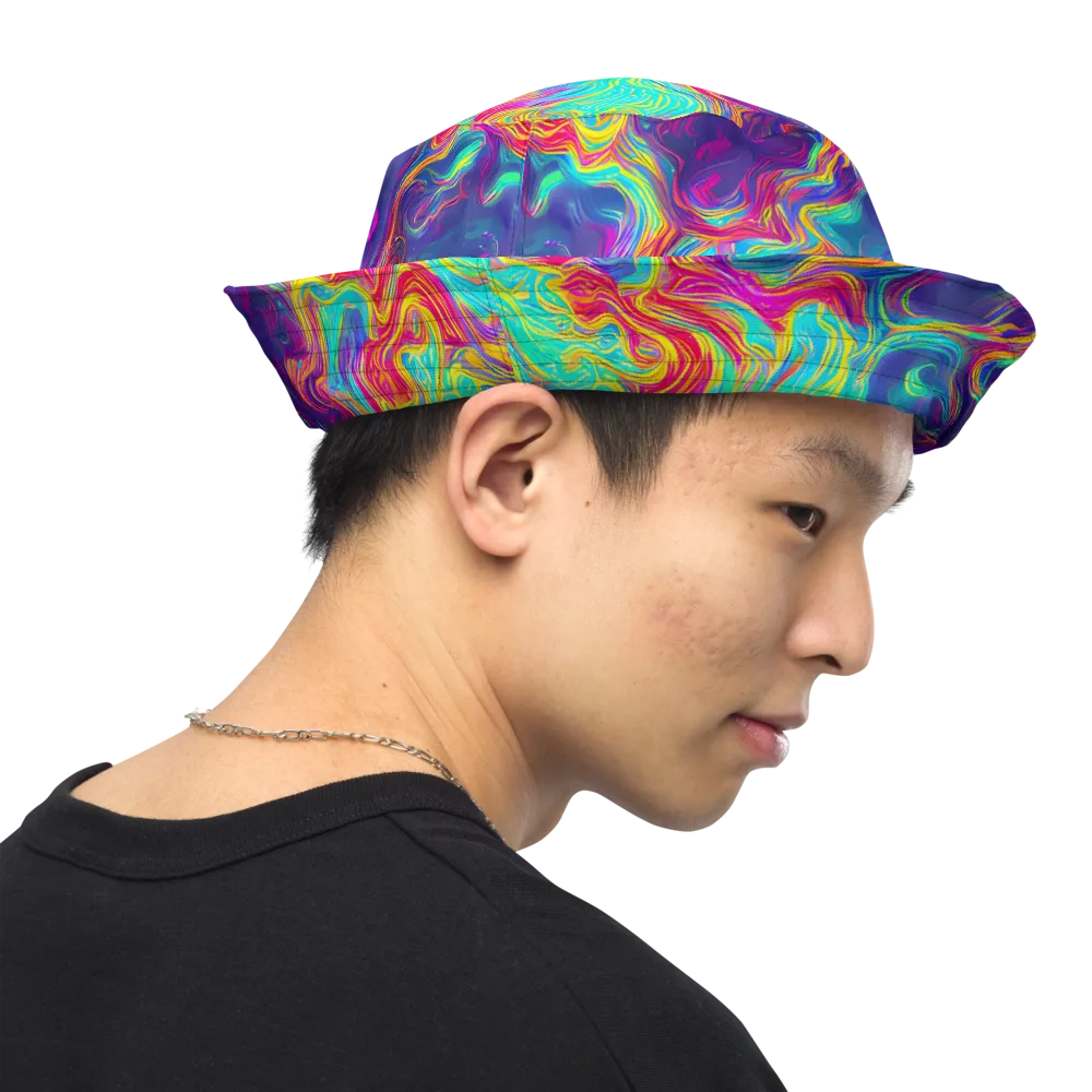 Neon Marbles on Reversible Bucket Hat — Right Outside