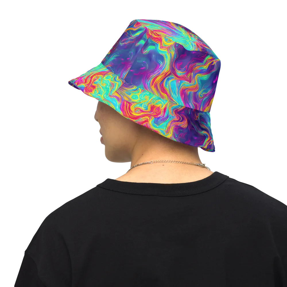 Neon Marbles on Reversible Bucket Hat — Back Inside