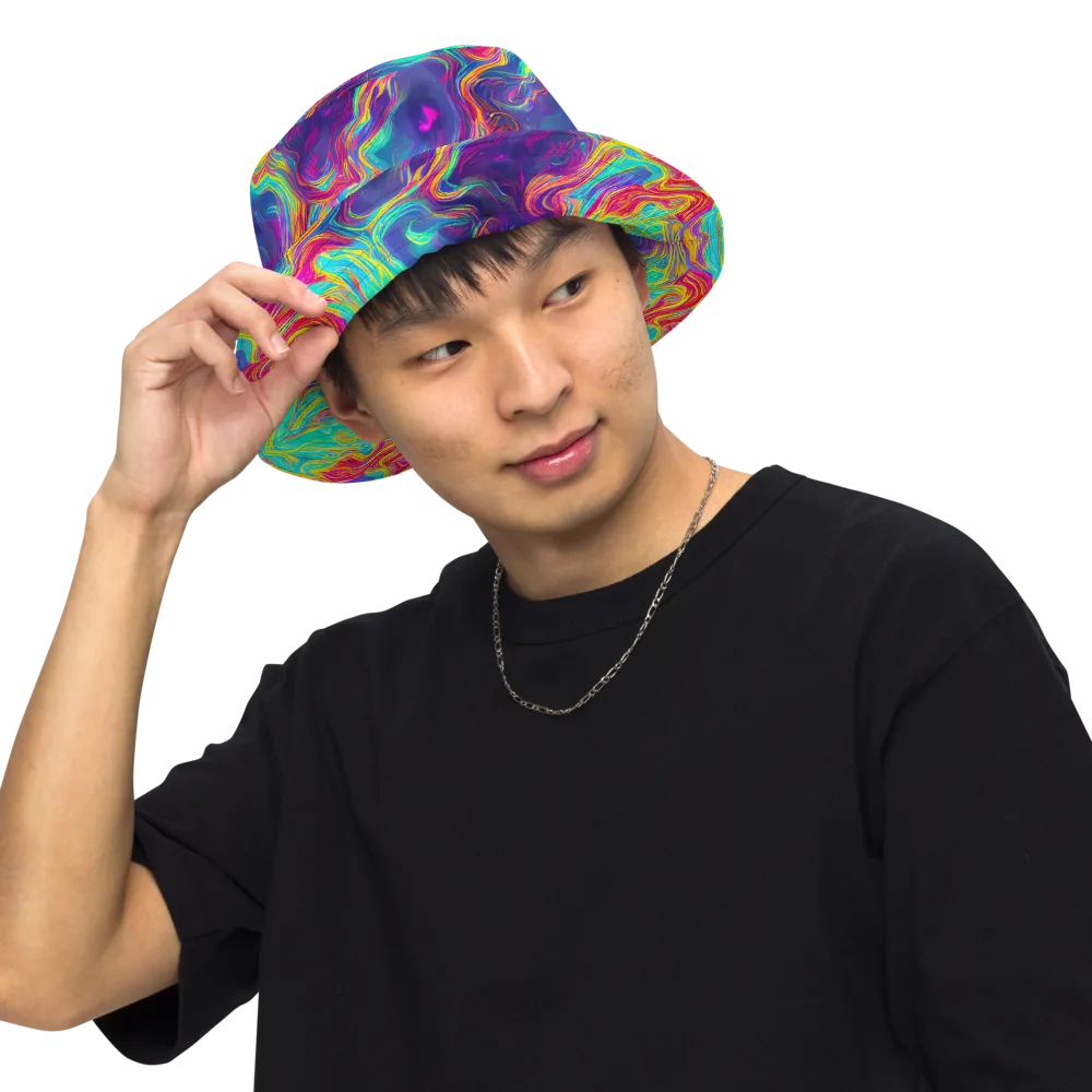 Neon Marbles on Reversible Bucket Hat — Front Inside
