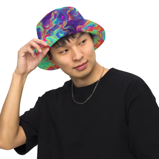 Neon Marbles on a Reversible Bucket Hat
