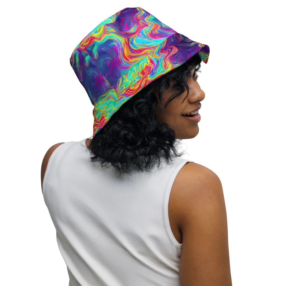 Neon Marbles on Reversible Bucket Hat — Right Outside