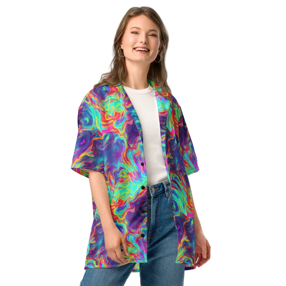 Neon Marbles on Button Shirt — Front