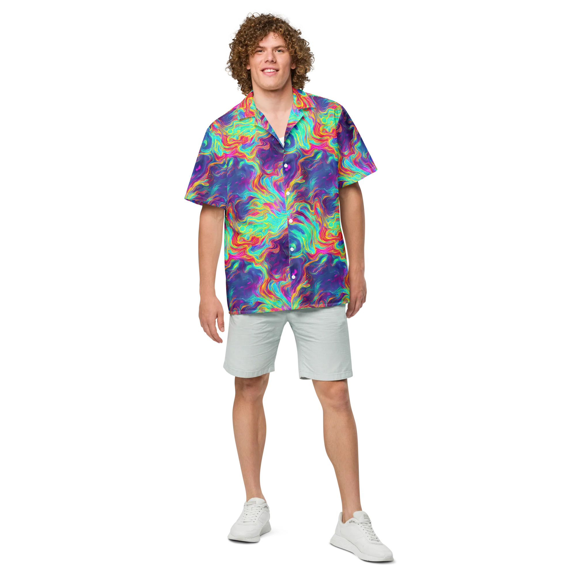 Neon Marbles on Button Shirt — Front
