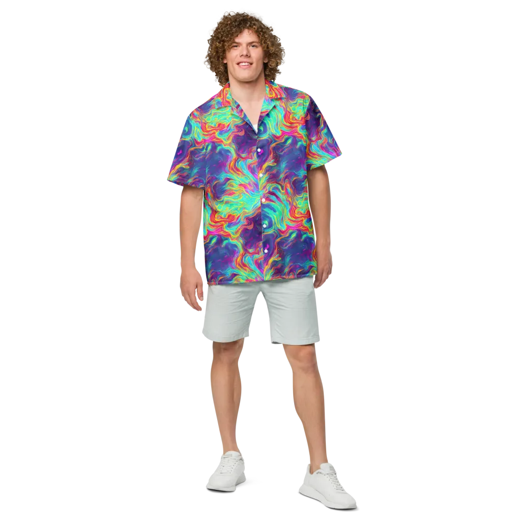 Neon Marbles on Button Shirt — Front