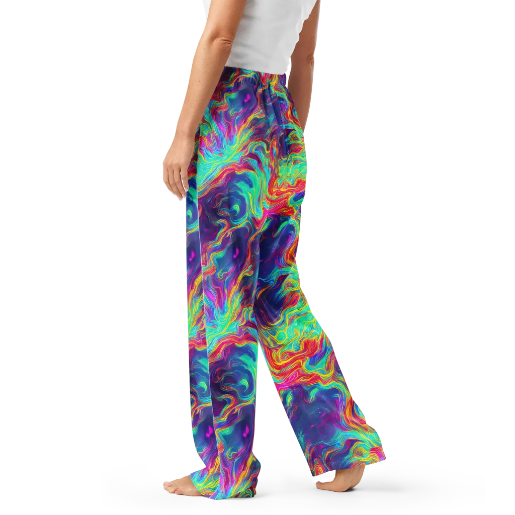 Neon Marbles on Women's Pajama Pants — Left