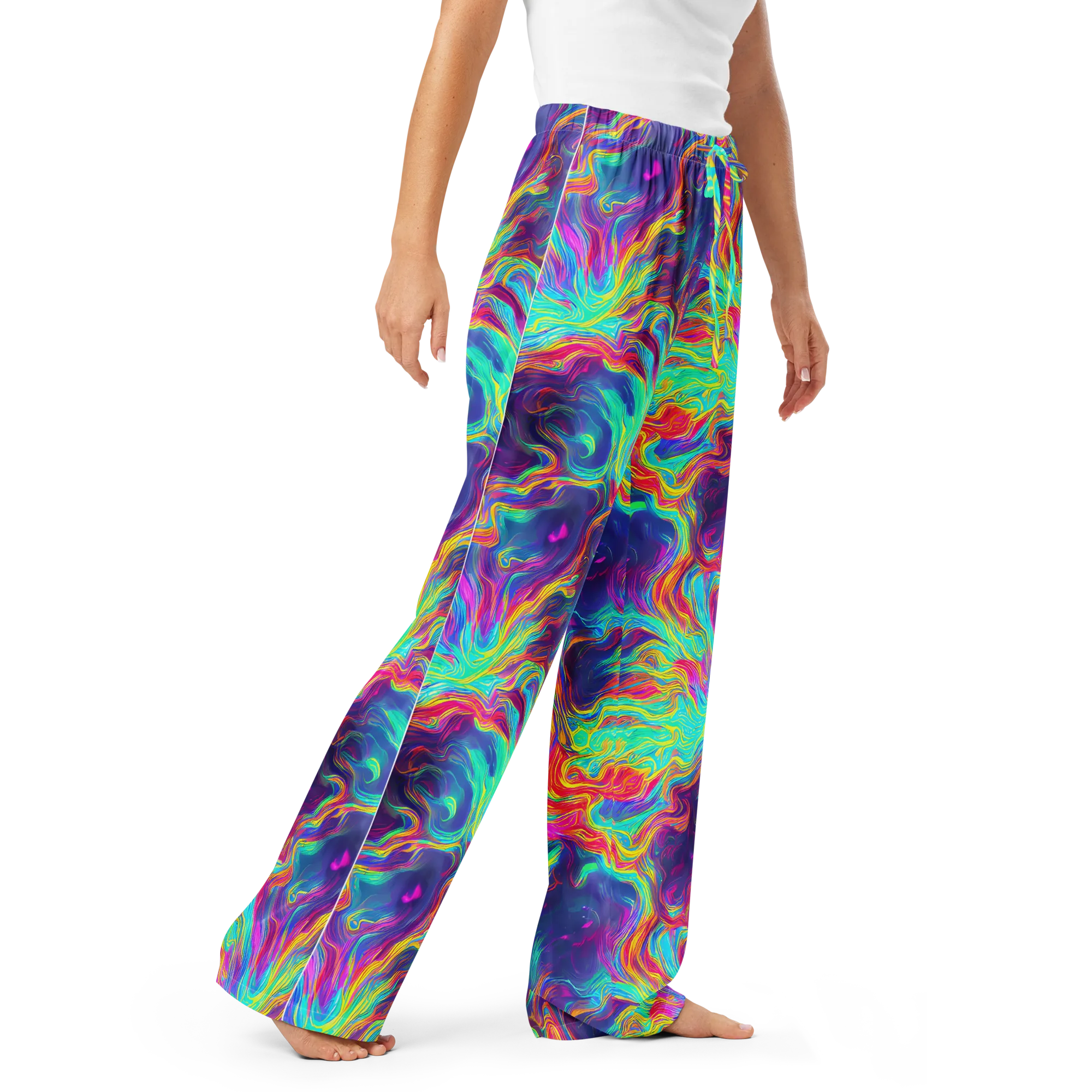 Neon Marbles on Women's Pajama Pants — Right Front