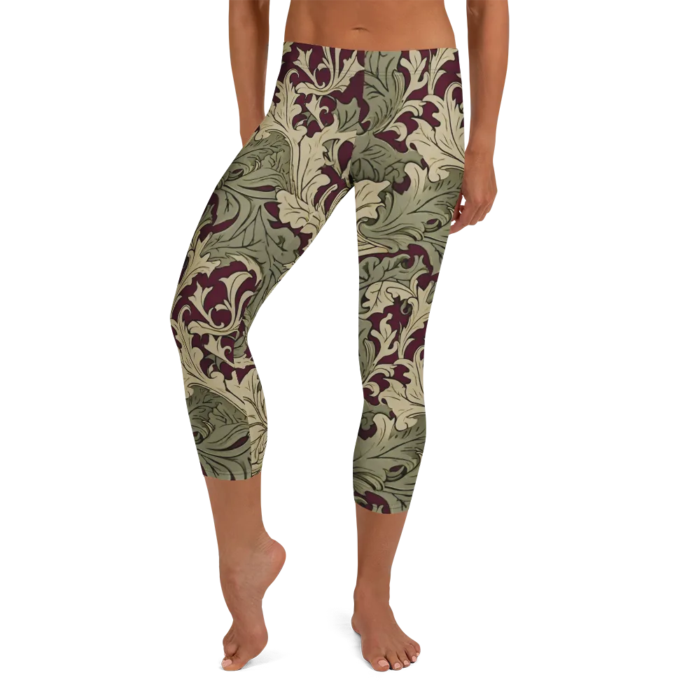 Acanthus Nocturne on Capri Leggings — Front