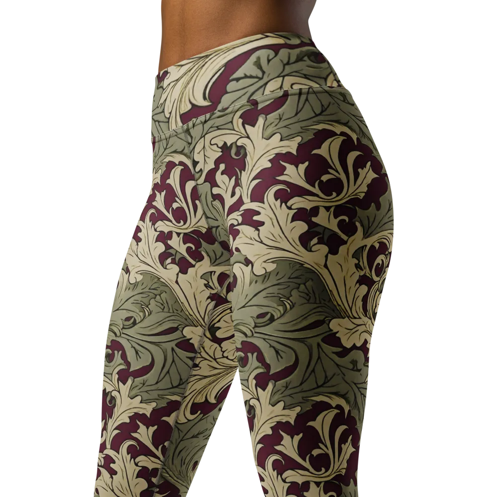 Acanthus Nocturne on Yoga Leggings — Left Front