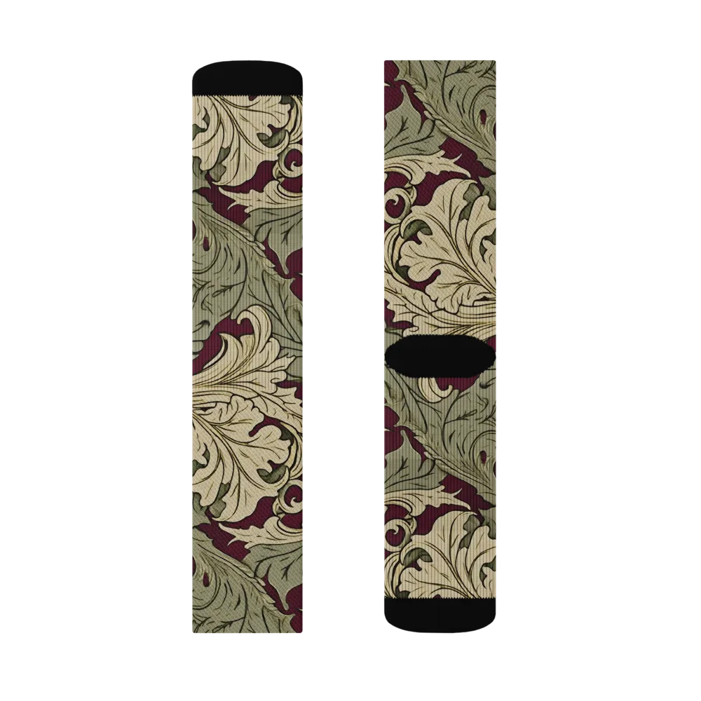 Acanthus Nocturne on Socks — Left Sock