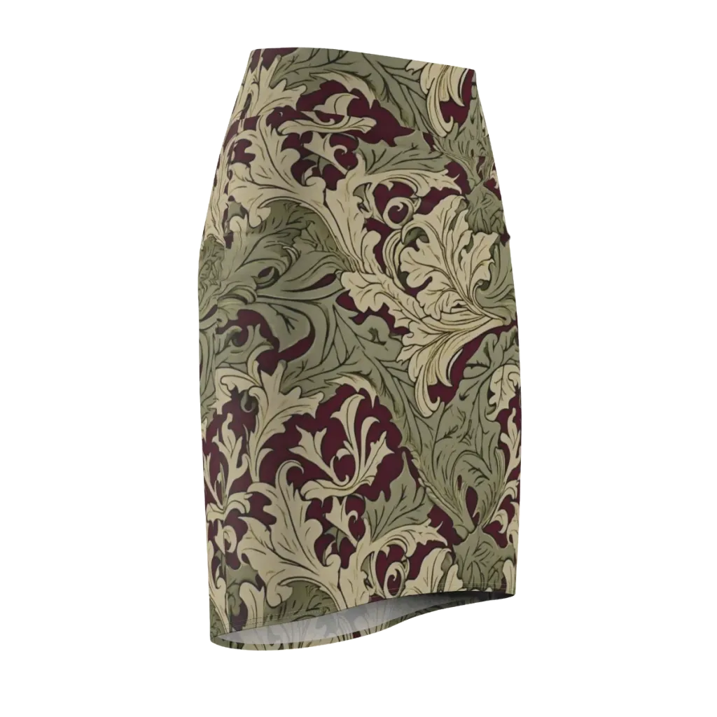 Acanthus Nocturne on Pencil Skirt — Front Side
